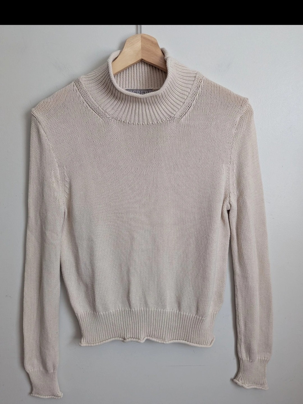 J.Crew Women's XS Heritage Rollneck Sweater Beige 100% Cotton BS945 Pale Bone